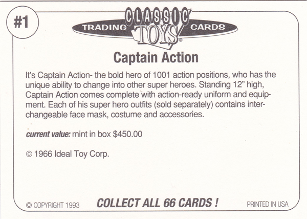 Back of Classic Toy Card number 01