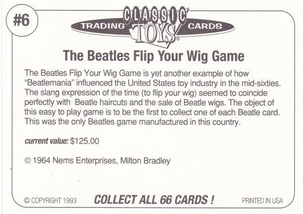 Back of Classic Toy Card number 06