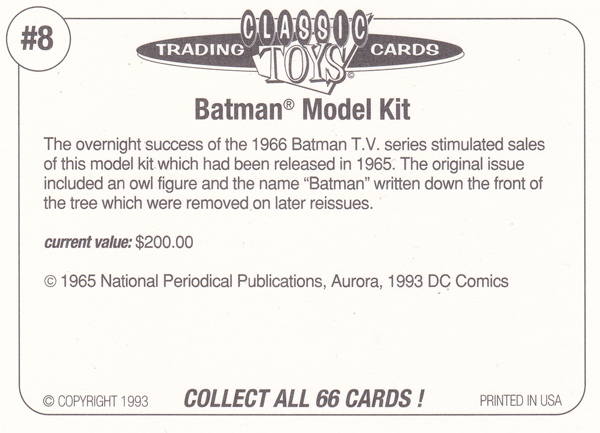 Back of Classic Toy Card number 08