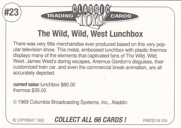 Back of Classic Toy Card number 23