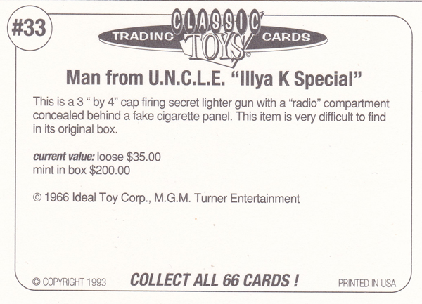 Back of Classic Toy Card number 33