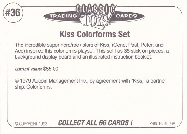 Back of Classic Toy Card number 36