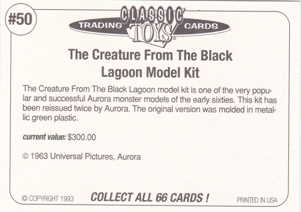 Back of Classic Toy Card number 50