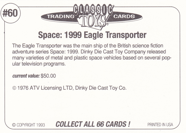 Back of Classic Toy Card number 60