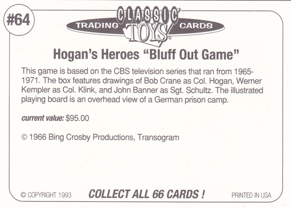 Back of Classic Toy Card number 64