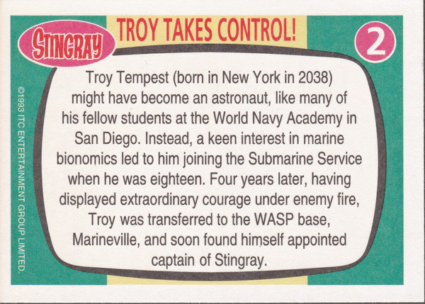 Back of Gerry Anderson Supermarionation Card number 02