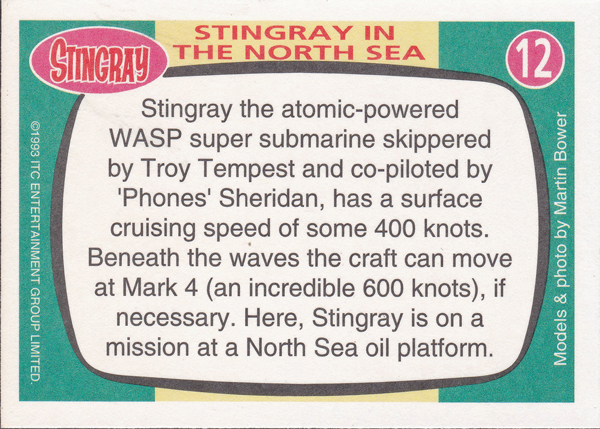 Back of Gerry Anderson Supermarionation Card number 12