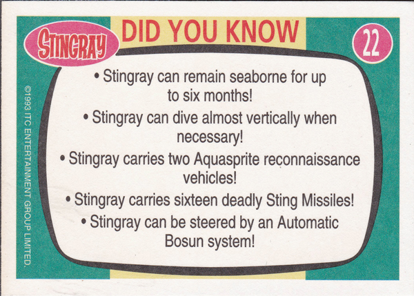 Back of Gerry Anderson Supermarionation Card number 22