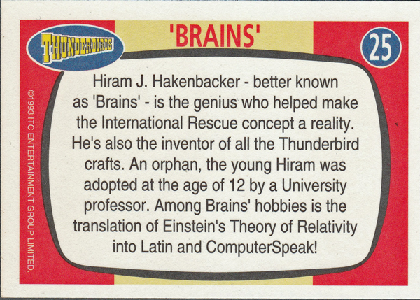 Back of Gerry Anderson Supermarionation Card number 25