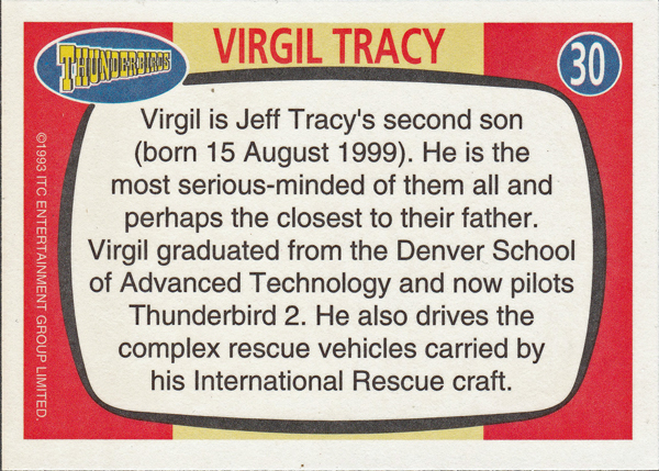 Back of Gerry Anderson Supermarionation Card number 30