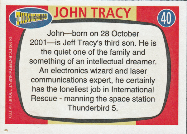 Back of Gerry Anderson Supermarionation Card number 40
