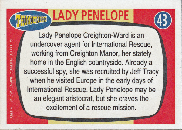 Back of Gerry Anderson Supermarionation Card number 43