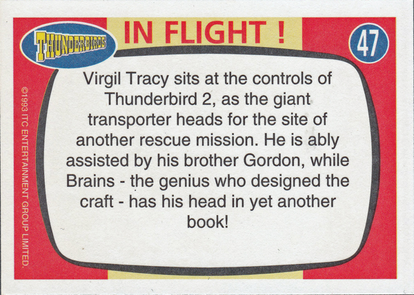 Back of Gerry Anderson Supermarionation Card number 47