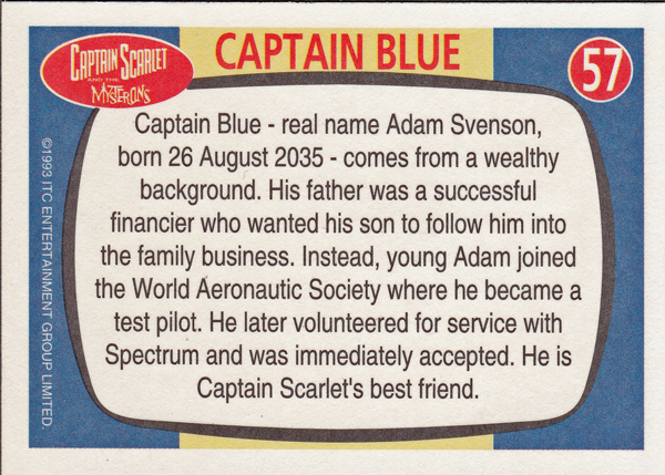 Back of Gerry Anderson Supermarionation Card number 57