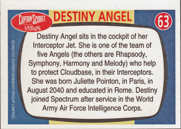 Back of Gerry Anderson Supermarionation Card number 63