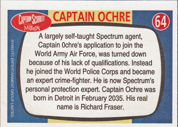 Back of Gerry Anderson Supermarionation Card number 64