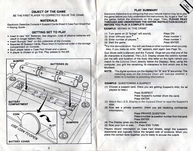 Electronic Detective Instructions - Page 2 of 11